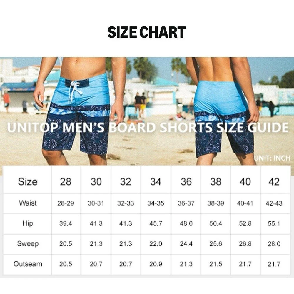 Unitop Men’s Board Shorts Size 36 Black/White New With Tag